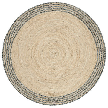 Safavieh Cape Cod Collection CAP204 Rug, Ivory/Steel Grey, 5' Round