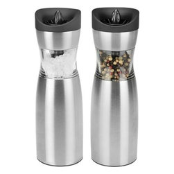 Electric Gravity Salt and Pepper Grinder Set in Silver - Salt And Pepper Shakers And Mills