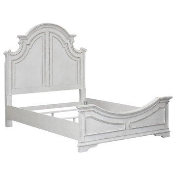 Queen Panel Bed (244-BR-QPB), Antique White Finish