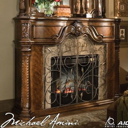 AICO Furniture - Windsor Court Fireplace in Vintage Fruitwood - 70880-54 - Fabric