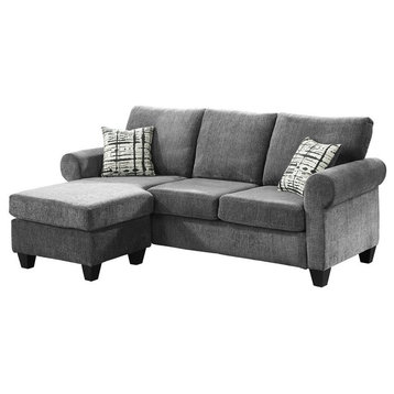 Lexicon Desboro Reversible Chenille Fabric Sectional with Chaise in Gray