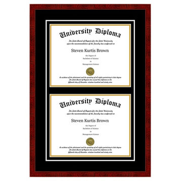 Double Diploma Frame with Double Matting, Classic Cherry, 12"x16", UV