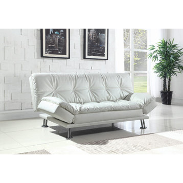 Upholstered Sofa Bed with Tufted Back, White