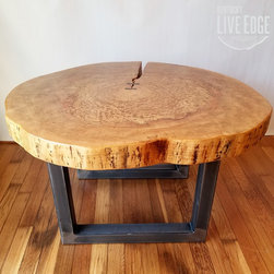 Round Coffee Table- Live Edge- Industrial- Tree Slice- Log- Rustic - Coffee Tables