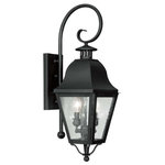 Livex Lighting - Amwell Outdoor Wall Lantern, Black - With simple details and a traditional design, this solid brass black outdoor wall lantern will add style and function to your home's exterior.