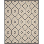 Nourison - Nourison Palamos Geometric Cream 6' x 9' Indoor Outdoor Area Rug - Soft cream and grey create muted contrast in this chic and subtle Palamos area rug. Its geometric design of concentric diamonds is beautifully highlighted by high-low pile and varying types of weave. A great casual look, indoors or out.