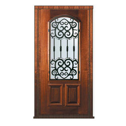 Pre-hung Single Door 80 Wood Mahogany Barcelona Arch Lite - Front Doors