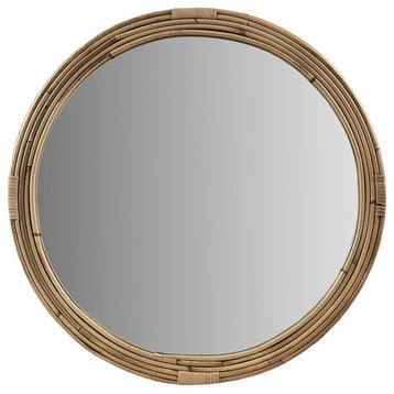 Martha Stewart Luna Natural Rattan Round Wall Mirror, Natural