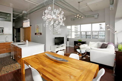 Contemporary Kitchen with High Ceiling