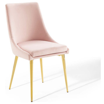 Viscount Modern Accent Performance Velvet Dining Chair, Pink