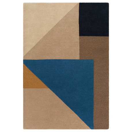 Kennedy Modern Area Rug, Taupe/Camel, 9'x13'