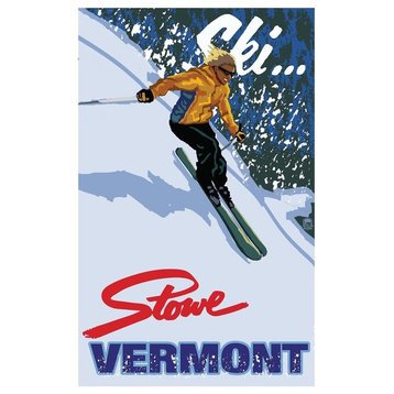 Paul A. Lanquist Ski Stowe Vermont Downhill Modern Girl Art Print, 12"x18"