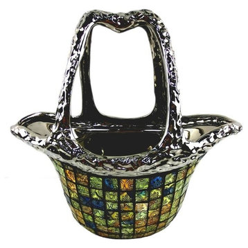 Decorative Ceramic and Glass Flower Vase Purse Bag, 12.5"x6.5"x12"