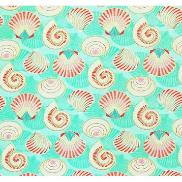 Aqua Seashell Fabric, Standard