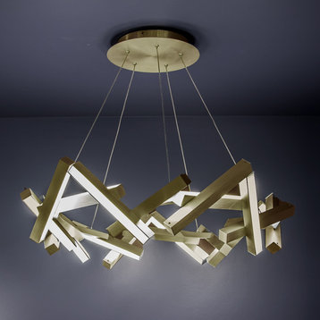 Chaos LED Chandelier in Aged Brass