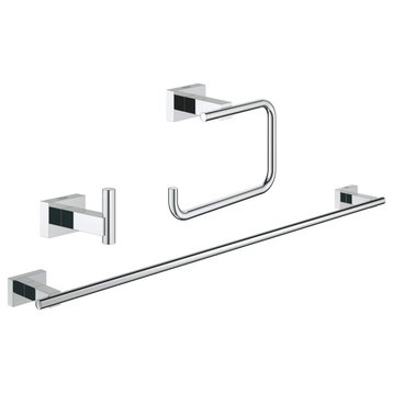 Grohe Essentials Cube Metal 25.59" 3-in-1 Accessories Set, Starlight Chrome