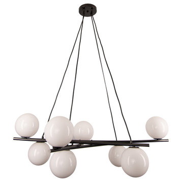 Perch 41" Chandelier With 8 Lights, Acid Dipped Black