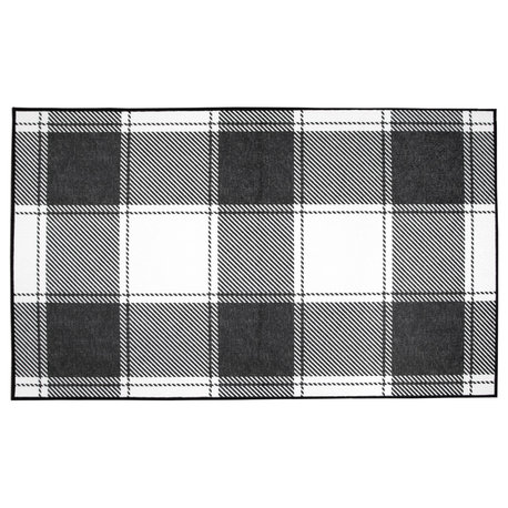 My Magic Carpet Buffalo Plaid Black/White Rug, 3'x5'