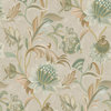 Jacobean Style Floral Non Woven Wallpaper, Beige Green, Sample