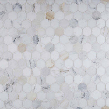 MSI CALAGOLD-2HEX Calacatta Gold - 2" x 2" Hexagon Mosaic Wall - White