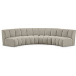Meridian Furniture - Infinity Black Boucle Fabric Upholstered Arc Shaped Modular Sectional, Brown, 4-Piece, Arc-Shaped - Mix and match this Infinity boucle fabric modular chair with other items in the Infinity collection to find the best possible seating solution for your gang. Rich taupe boucle fabric feels welcoming and soft to the skin, so you stay seated comfortably for the big game or while watching your favorite programs. Deep channel tufting adds to the longevity and durability of this modular chair while giving it texture.