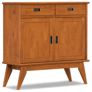 Draper Solid Hardwood Mid Century Entryway Storage Cabinet, Teak Brown