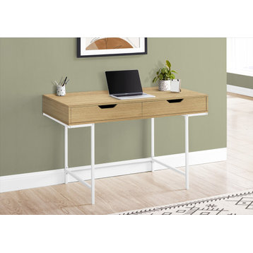 Computer Desk, Home Office, Laptop, Storage Drawers, 48"L, Work, Metal, Natural