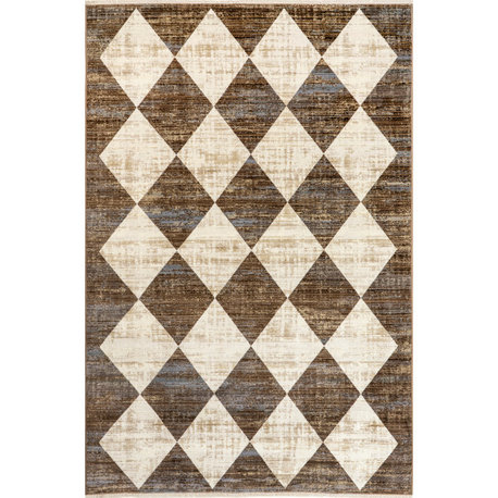 Nuloom Meline Checkered Fringe Area Rug, Beige 8'10"x13'