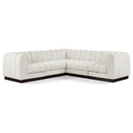Meridian Furniture - Quinn Chenille Upholstered 5-Piece L-Shaped Modular Sectional, Cream - The Quinn Modular Sectional is a stunning piece crafted in a rich and luxurious cream chenille fabric. Its awe-inspiring design and exceptional quality make it a perfect addition to any space, whether it's a living room, bedroom, or office. The sectional's plush cushioning and sturdy frame provide both comfort and durability, ensuring that it will be a favorite for years to come. Whether you're looking for a statement piece or simply a comfortable seating option, the Quinn sectional is an excellent choice.