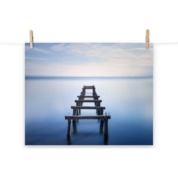 Soft Blue Lake and Abandoned Pier Landscape Photo Loose Wall Art Prints, 16" X 20"