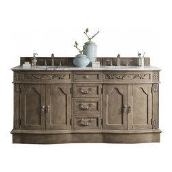 72 inch Antique Double Sink Bathroom Vanity Empire Gray Finish Carrara Marble To - Bathroom Vanities And Sink Consoles