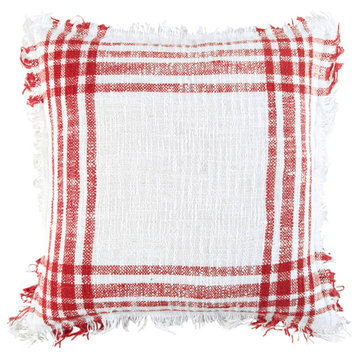 Stripe Frame Pillow White, Red