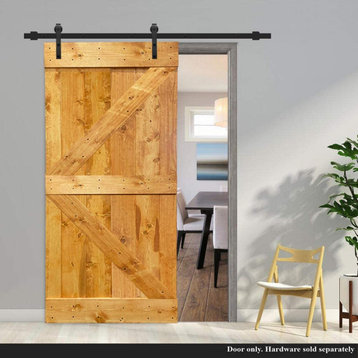 Stained Solid Pine Wood Sliding Barn Door, Colonial Maple, 38"x84", K Series