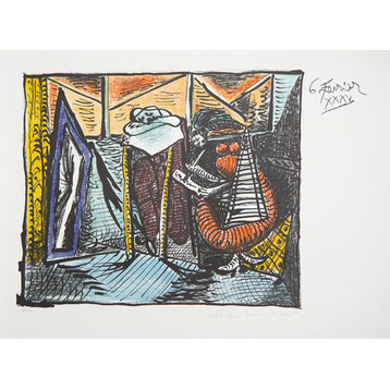 Pablo Picasso, Femme Dessinant, Femme Assoupie, 20-C, Lithograph