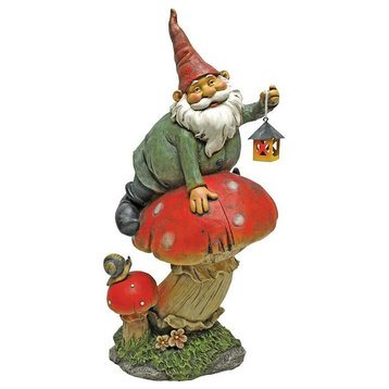 Garden Gnome with Lamp Statue