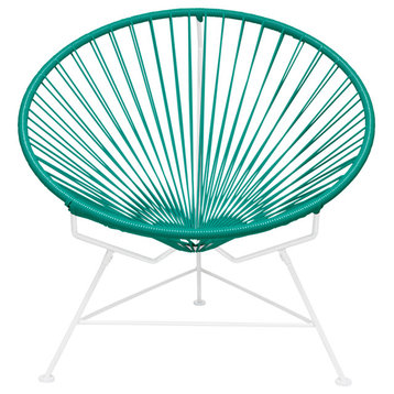 Innit Indoor/Outdoor Handmade Lounge Chair, Turquoise Weave, White Frame