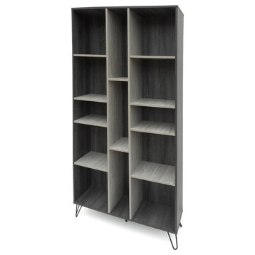 GDF Studio Vivian Modern Two Toned Gray Oak Finished Faux Wood Bookshelf