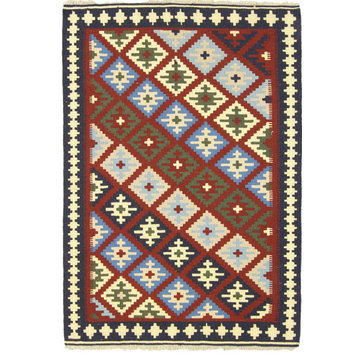 Persian Kilim Fars 4'9"x3'4" Hand Woven Oriental Rug