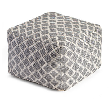 South Grand Gray 22" x 22" x 16" Gray and Ivory Pouf