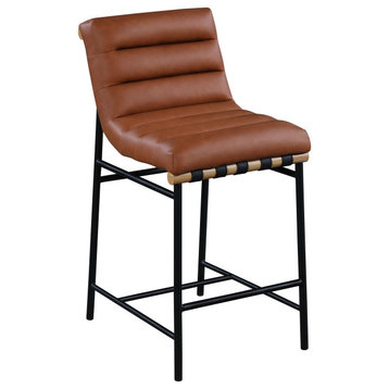 Burke Upholstered Counter Stool, Cognac, Faux Leather