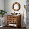 Malibu 36" Single Vanity Cabinet, Honey Alder, Carrara Marble
