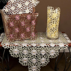 Xia Home Fashions - Daisy Splendor Embroidered Cutwork Collection  4-Pack Round Doily - Kitchen And Table Linens