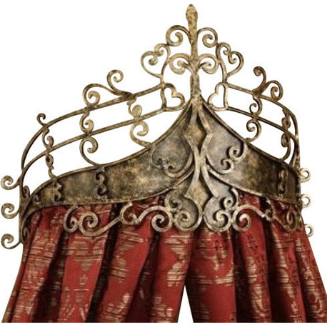 Victorian Scroll Wrought Iron Bed Crown, Baroque Tester Metal