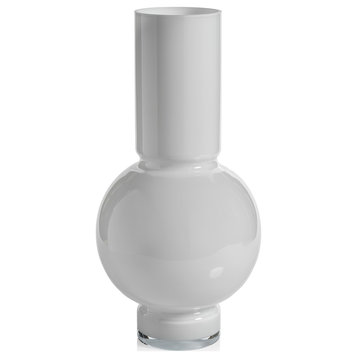 Chaumont Glass Vase, White Opal