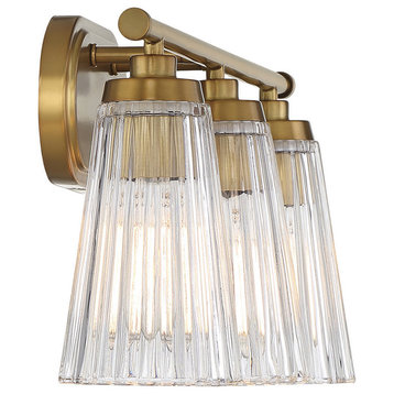 Chantilly 3-Light Bathroom Vanity Light, Warm Brass