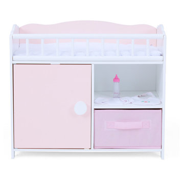 Pink Plaid Baby Doll Bed with Accessories