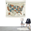 Usa Vintage Map Wall Hanging Tapestry - Medium: 68  x 80