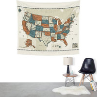 Usa Vintage Map Wall Hanging Tapestry - Medium: 68 x 80