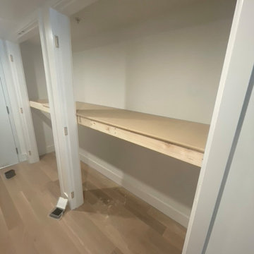 Custom shelving and hidden door
