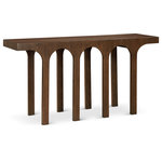 Meridian Furniture - Westfield Console Table, Black, 58" Wide, Brown, 58"wide, Console Table - Finish off the look of your space with this beautiful Westfield brown console table. Its rich brown oak finish, oak veneer, and mixture of solid wood and MDF blend seamlessly in an art deco design. Ideal for entryways or living rooms, it offers both style and functionality with ample surface area and storage options. Take your decor to the next level with this statement piece that combines classic craftsmanship and modern sensibility, perfect for showcasing your personal style and enhancing any room's ambiance.